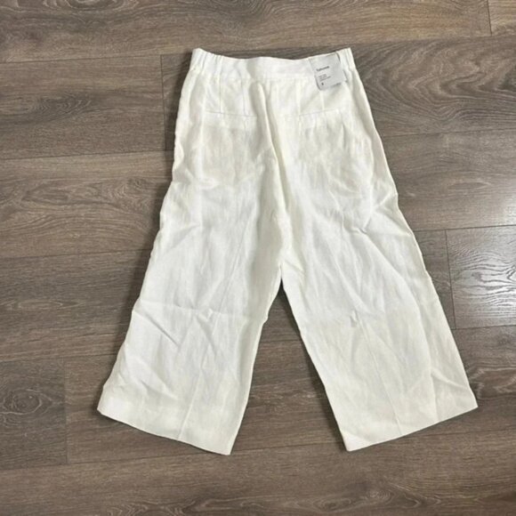 Aritzia Babaton Tahoma Pant High rise Linen Culottes Wide Leg Crop Trouser White - Picture 10 of 16